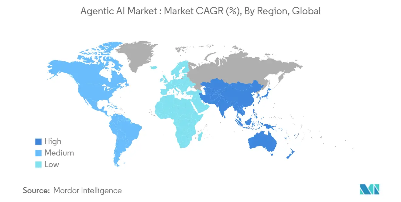 Agentic AI Market Trends Agentic AI Market : Market CAGR (%), By Region, Global