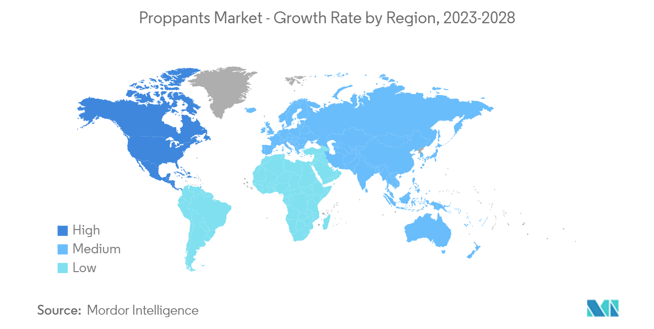 Proppants Market Trends Proppants Market - Growth Rate by Region, 2023-2028